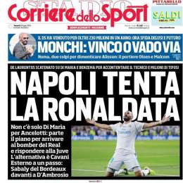 PRIMA PAGINA – CdS: “Napoli tenta la Ronaldata! ADL scatenato su Di Maria e Benzema. Cavani l’alternativa”