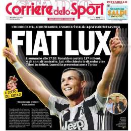 PRIMA PAGINA – CdS, gioco di parole su Cristiano: “Fiat lux! Il sogno CR7 è realtà”