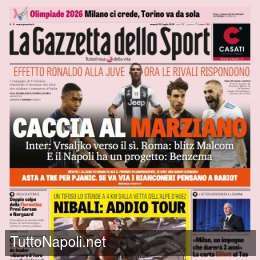 PRIMA PAGINA – Gazzetta:  “Effetto Cr7, le rivali rispondono. Napoli, progetto Benzema”