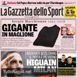 PRIMA PAGINA – Gazzetta: “Il Milan accelera, Higuain è più vicino. E Sarri punta Reina”