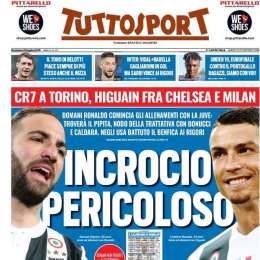 PRIMA PAGINA – Tuttosport: “Incrocio pericoloso. Domani Ronaldo inizia gli allenamenti e incontrerà Higuain”