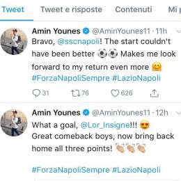 FOTO – Younes integrato nel gruppo e scatenato sui social: “Che gol Lorenzo, 3 punti! Non vedo l’ora di tornare!”