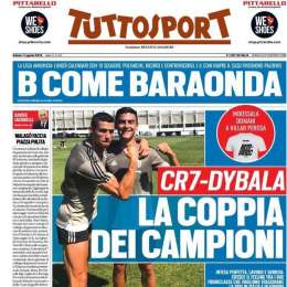 PRIMA PAGINA – Tuttosport: “CR7-Dybala, la coppia dei campioni. Toro-Zaza”