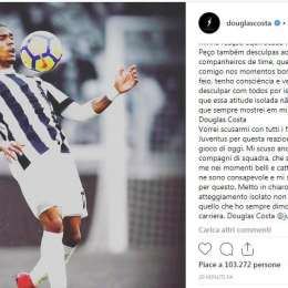 Douglas Costa si scusa con gli juventini e la squadra, ma non con Di Francesco