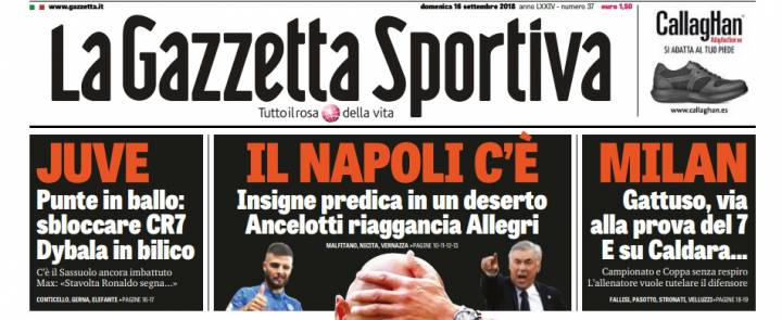 La Gazzetta boccia il Napoli: «Gioco prevedibile, non si capisce quale sia la nuova strategia»