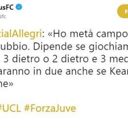 FOTO – Figuaccia social per la Juve: su Twitter sbaglia l’uso dell’h e la frase di Allegri non ha senso