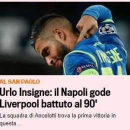 FOTO – Gazzetta titola: “Urlo Insigne, il Napoli gode!”. Ma il primo piano è l’Inter che batte il PSV…