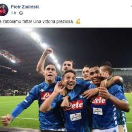 FOTO – Zielinski è carico sui social: “Ce l’abbiamo fatta! Una vittoria preziosa”