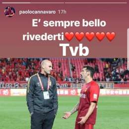 FOTO – Cannavaro ritrova Lavezzi in Cina: “Sempre bello rivederti, ti voglio bene!”