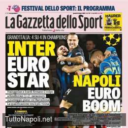 PRIMA PAGINA – Gazzetta: “Napoli Euro Boom! Sempre Insigne, regala ad Ancelotti l’impresa sul Liverpool!”