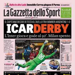 PRIMA PAGINA – Gazzetta esalta l’Inter e titola: “Icarderby”