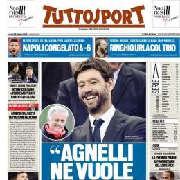 PRIMA PAGINA – Tuttosport: “Napoli congelato a -6, la Juve si allontana”