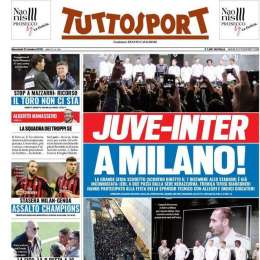 PRIMA PAGINA – Tuttosport dimentica il Napoli: “Juve-Inter a Milano! La grande sfida scudetto è già incominciata”