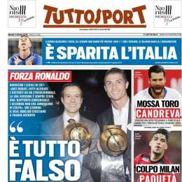 PRIMA PAGINA – Tuttosport titola: “E’ sparita l’Italia!”