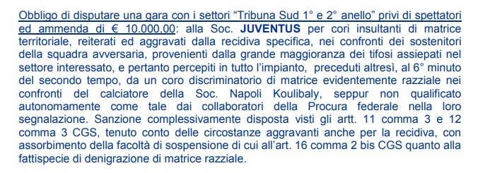 A.A.A. cercansi bambini: curva Juventus a rischio squalifica per razzismo