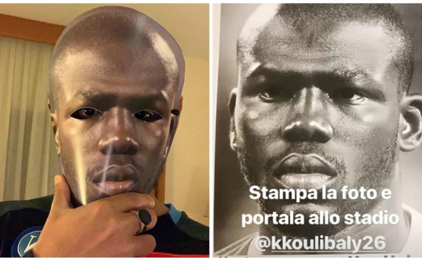 Il Napoli in maschera per Koulibaly: «Siamo tutti Kalidou»