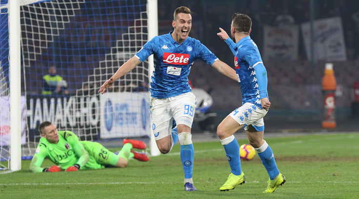 Serie A, Napoli-Bologna 3-2: doppio Milik e Mertens con dedica a Koulibaly