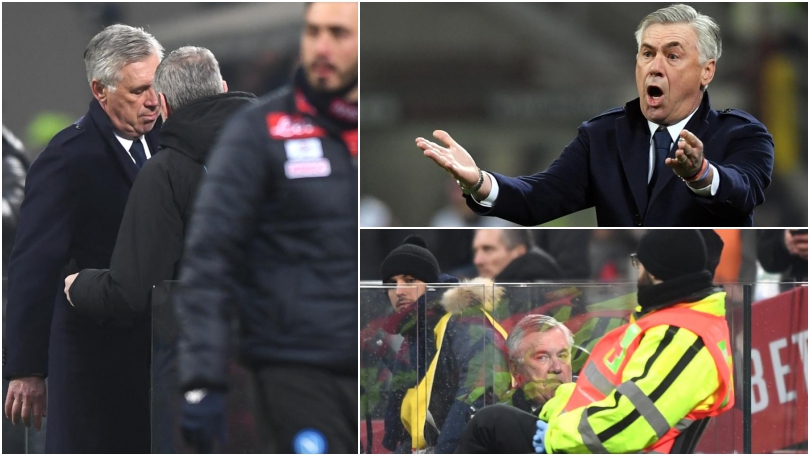 Napoli, Ancelotti: «L’espulsione? Mi è scappata una parolaccia…»