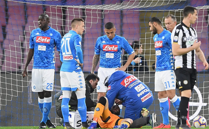 Napoli, paura per Ospina: colpo alla testa