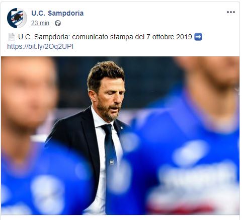 Sampdoria-Di Francesco, addio consensuale: ecco il comunicato