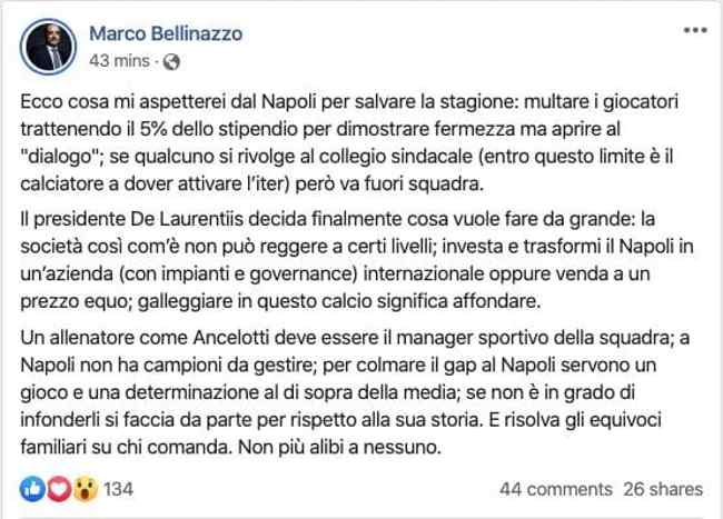 La formula Bellinazzo: “Stagione del Napoli da salvare”