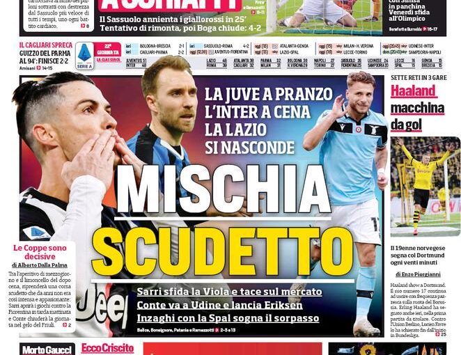 PRIME PAGINE – Corriere dello sport – Gazzetta dello sport – Tuttosport