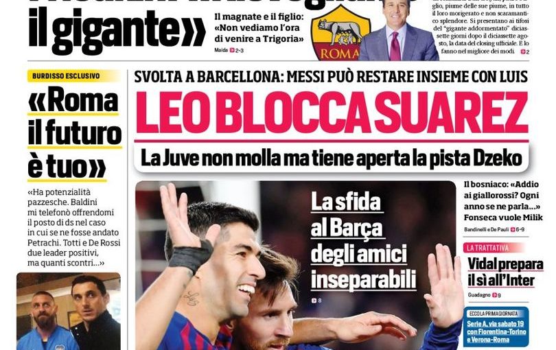 Corriere dello Sport, prima pagina in edicola