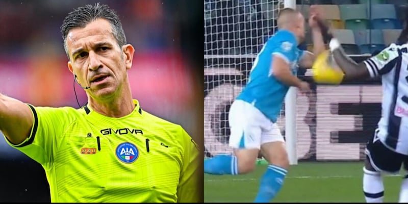 Moviola Udinese-Napoli, Doveri si perde due gialli. Corretto il rigore su Lobotka